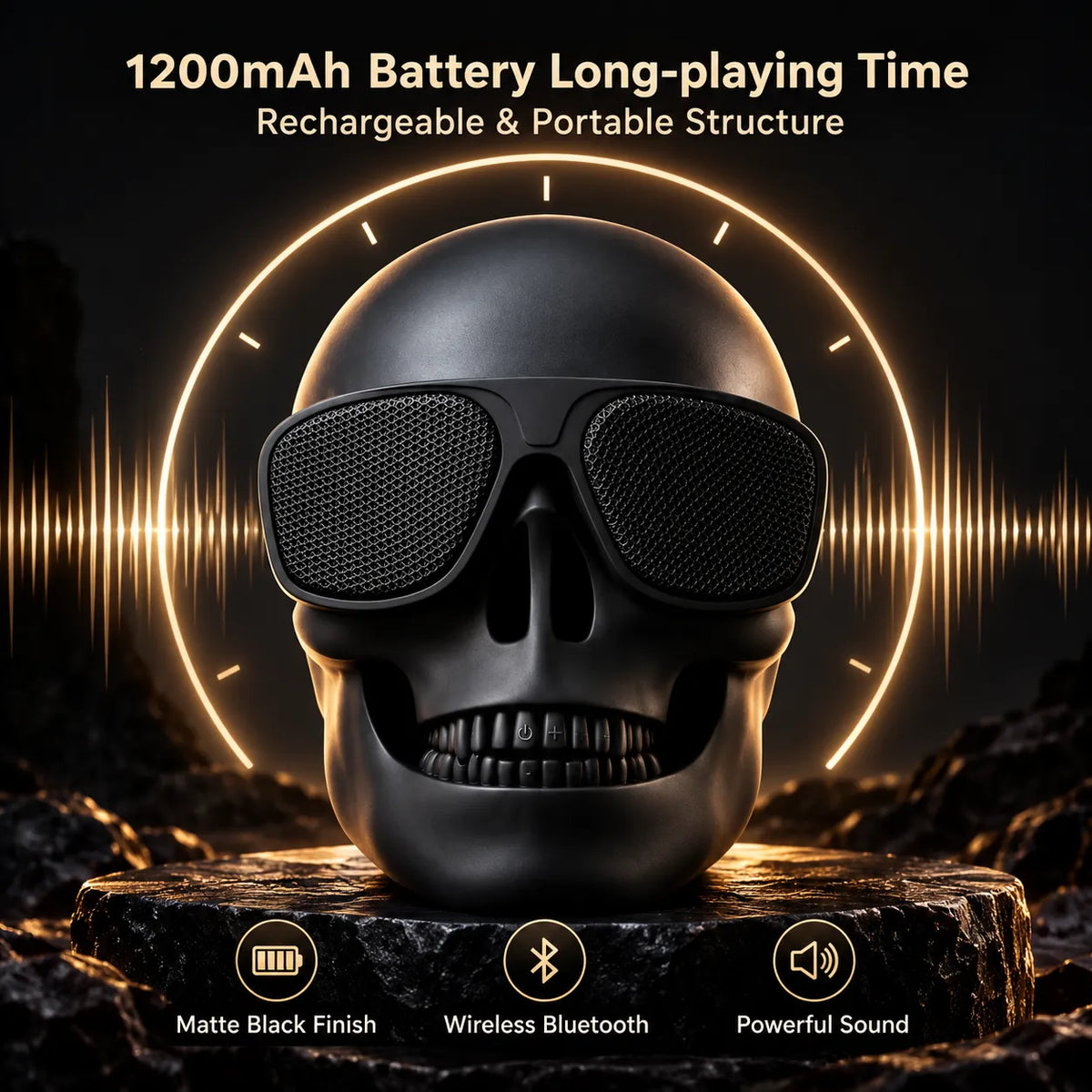 Skull Design Bluetooth Speaker with FM and TF Card Slot