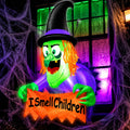 3.5FT Halloween Window Witch Inflatable with LED Lights