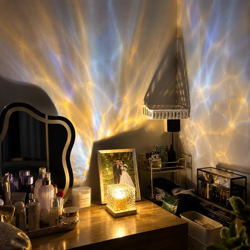 Dynamic Water Ripple LED Night Light with 16 Colors and Remote Control
