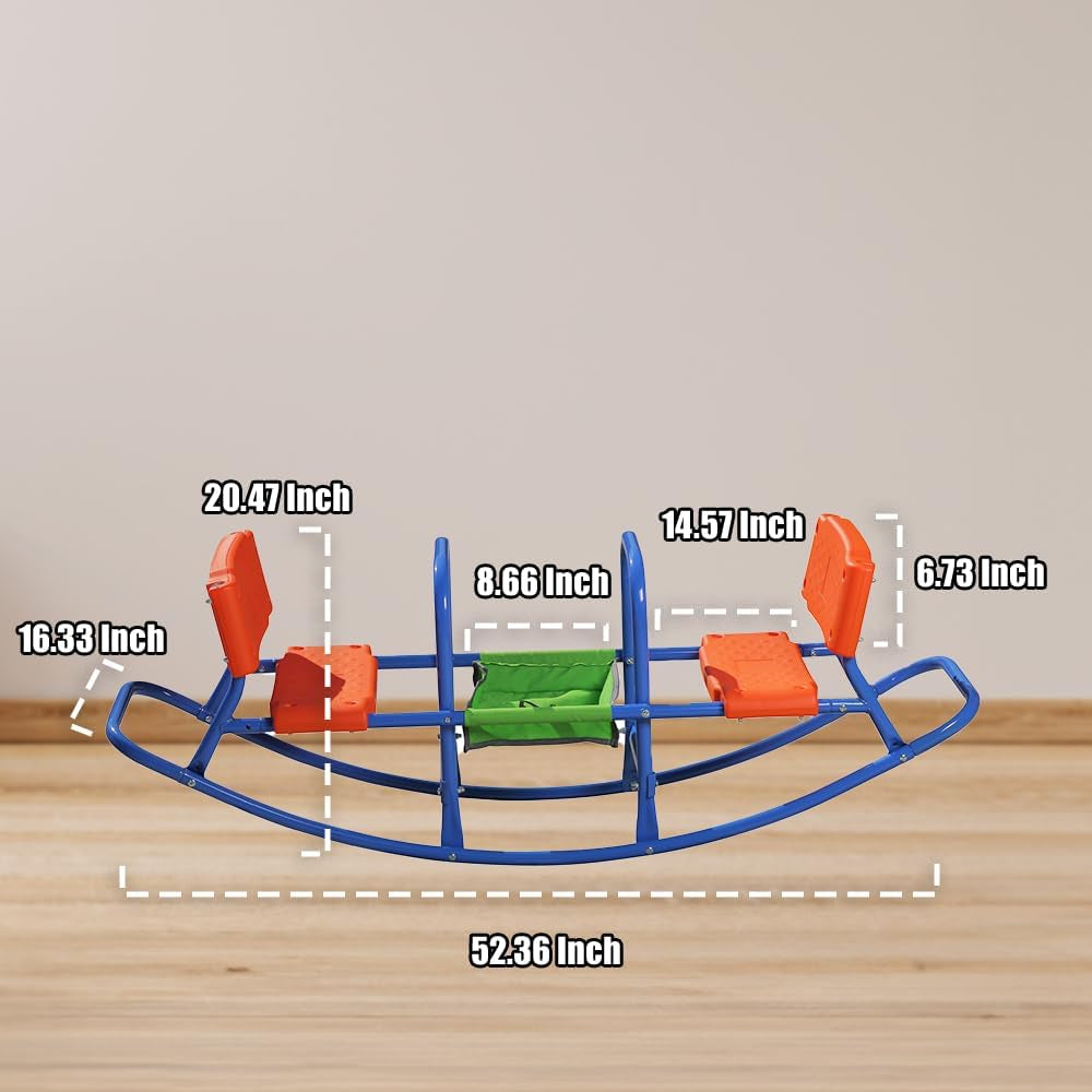 Double Rocking Seesaw – 2-Seater Teeter Totter for Kids Ages 3-5 – Outdoor Ride-On Playground Toy for Two Children – Durable Steel Rocking Chair Seesaw for Backyard Fun
