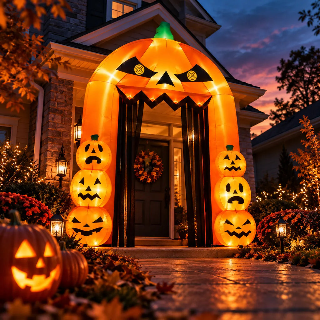 9.5FT Halloween Pumpkin Arch Inflatable with LED Lights