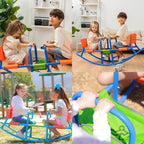 Double Rocking Seesaw – 2-Seater Teeter Totter for Kids Ages 3-5 – Outdoor Ride-On Playground Toy for Two Children – Durable Steel Rocking Chair Seesaw for Backyard Fun