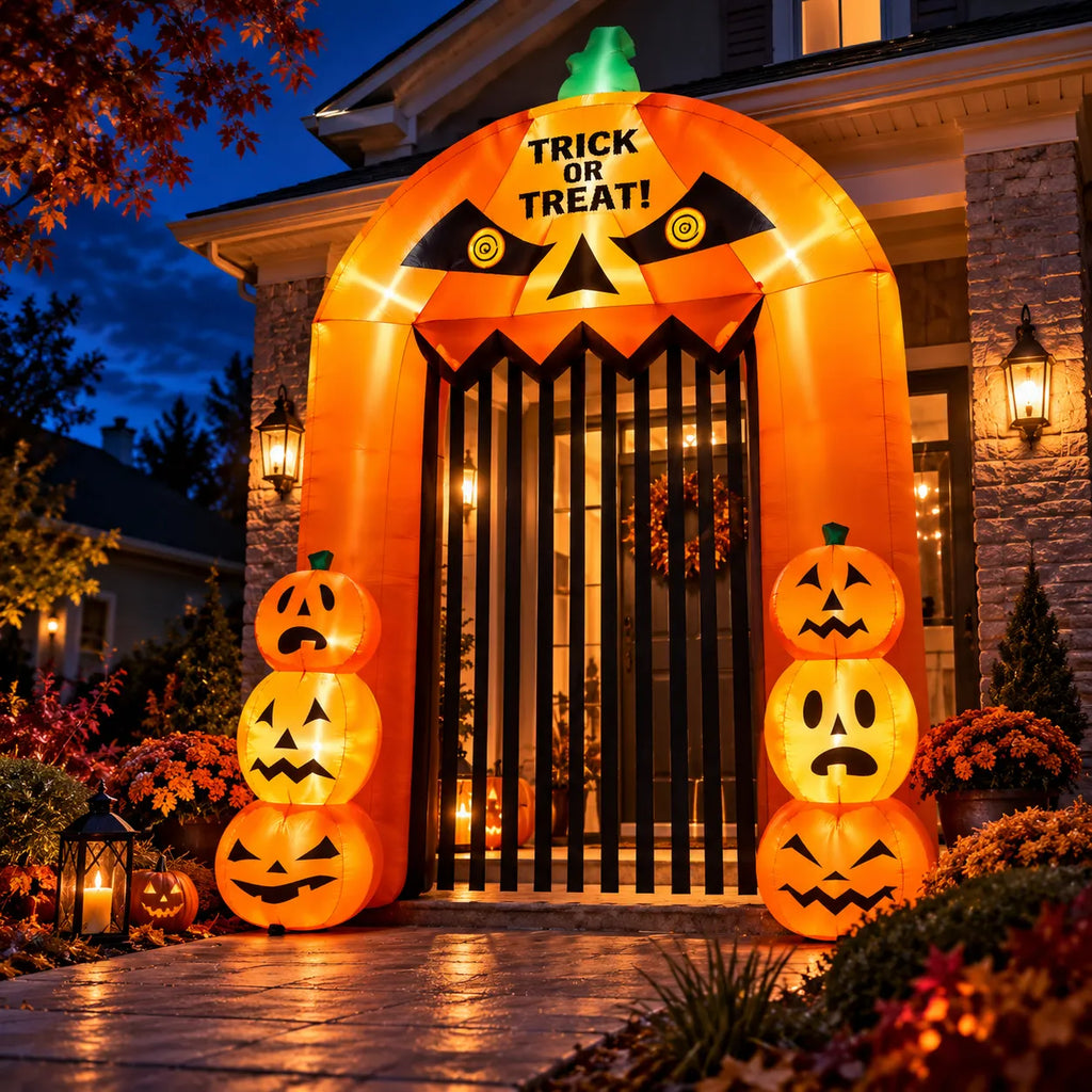 9.5FT Halloween Pumpkin Arch Inflatable with LED Lights