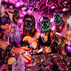Creepy LED Halloween Mask - Voice-Activated Flashing Lights, 5 Modes, Glow-In-Dark Scary Mask for Parties & Haunted Events