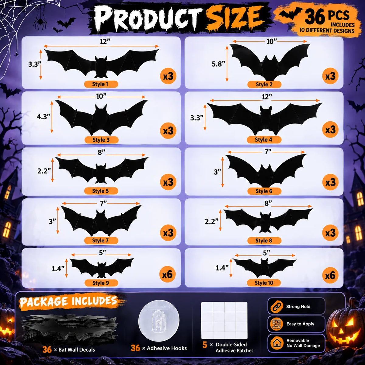 36 Pack Halloween Bats Wall Decor Halloween Decorations Indoor