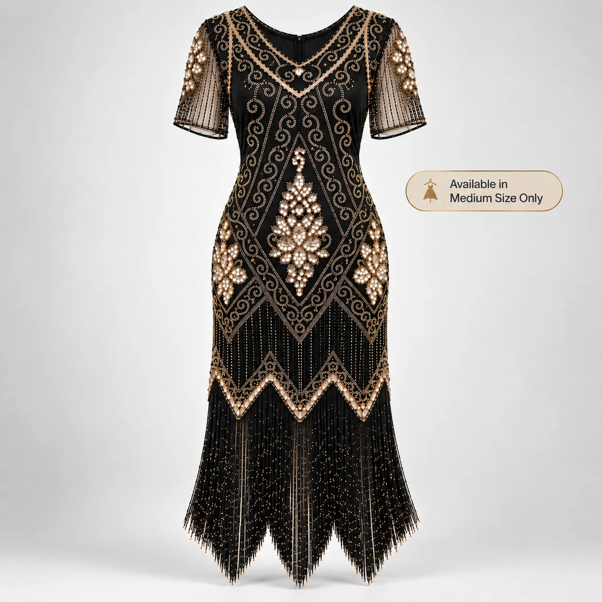1920s Black & Gold Flapper Dress | Gatsby Party Dress
