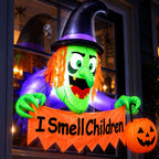 3.5FT Halloween Window Witch Inflatable with LED Lights
