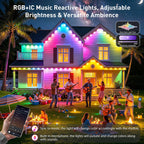 150FT Permanent Outdoor Lights, IP67 Waterproof Smart RGB+IC Wall-Washing Eaves Lights with App & Voice Control, Millions of Colors, Customizable DIY Scenes for House, Holiday, Patio