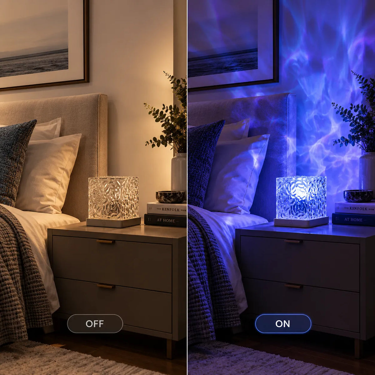 Dynamic Water Ripple LED Night Light with 16 Colors and Remote Control