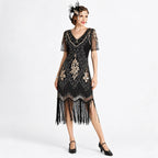 1920s Black & Gold Flapper Dress | Gatsby Party Dress