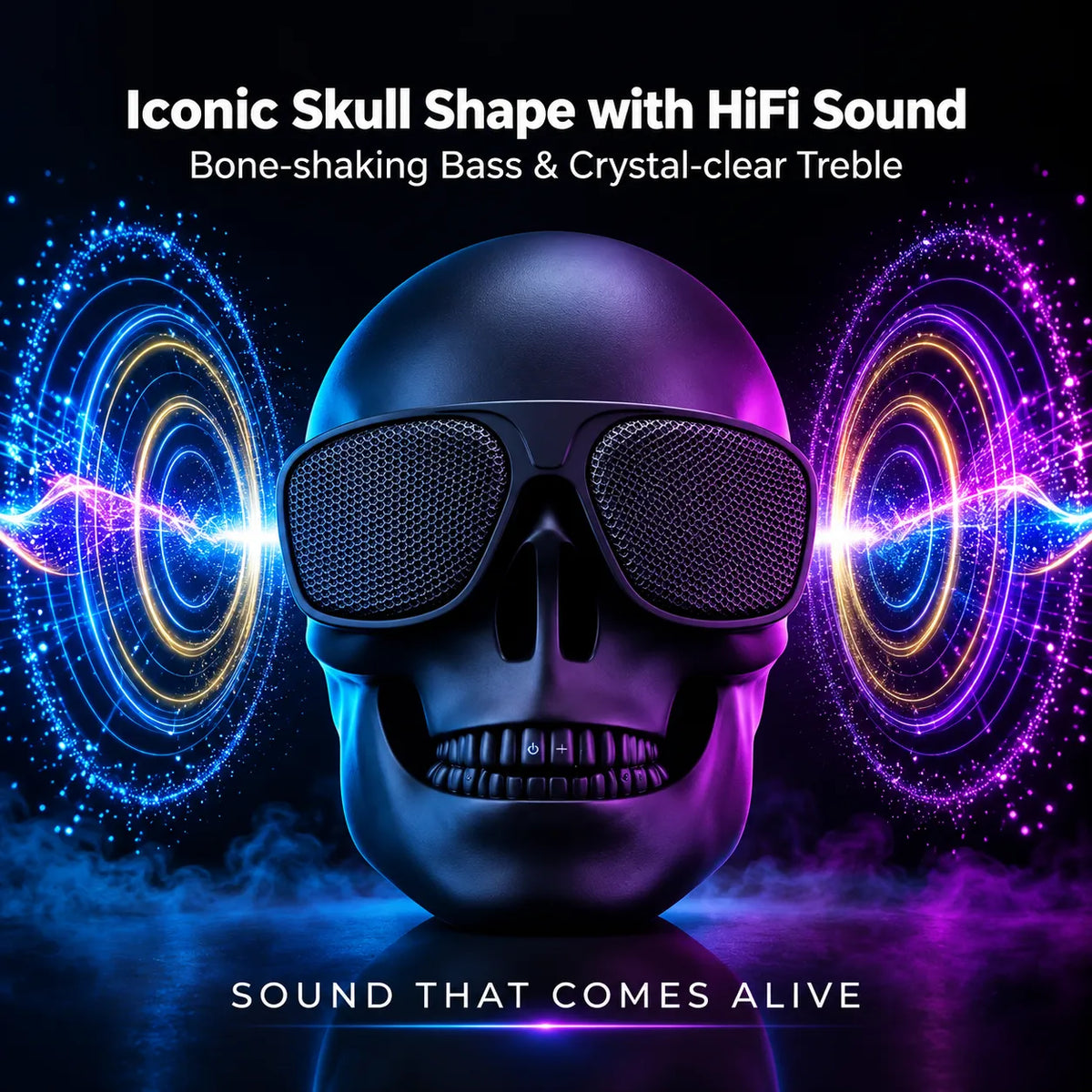 Skull Design Bluetooth Speaker with FM and TF Card Slot
