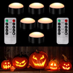 6 Pack Halloween Pumpkin LED Lights, Black,Warm Light
