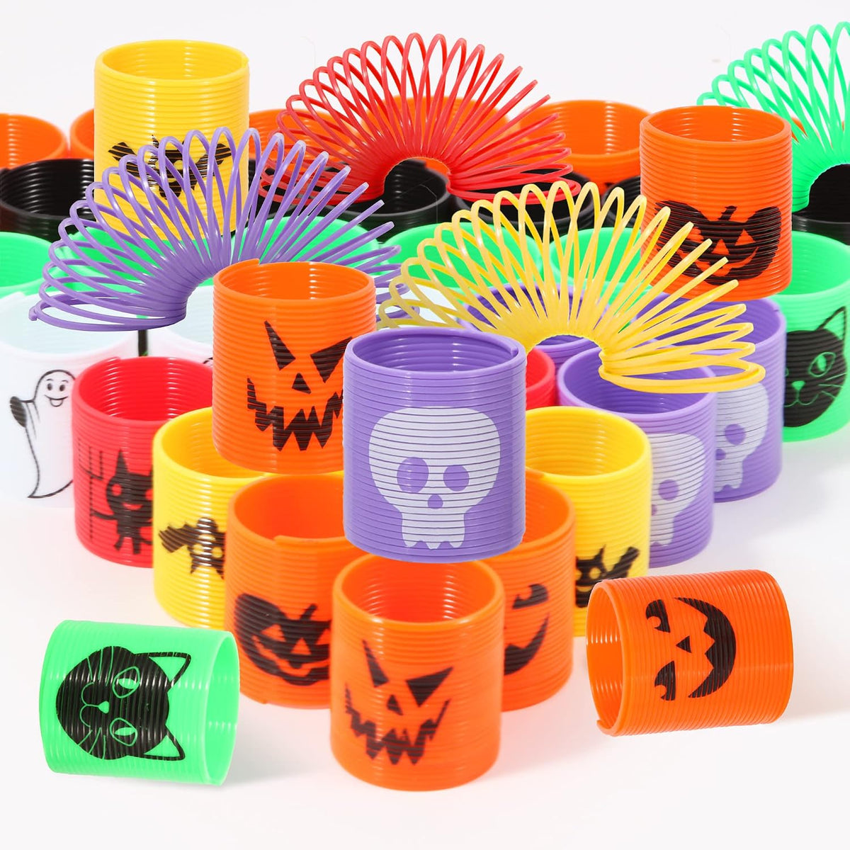36PCS Halloween Coil Springs for Kids - Assorted Halloween Theme Pattern and Colors, Halloween Toys Party Favors Halloween Treat Bags Gifts