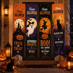 Halloween Decorations - 4 PCS Vertical Happy Halloween Hanging Banners