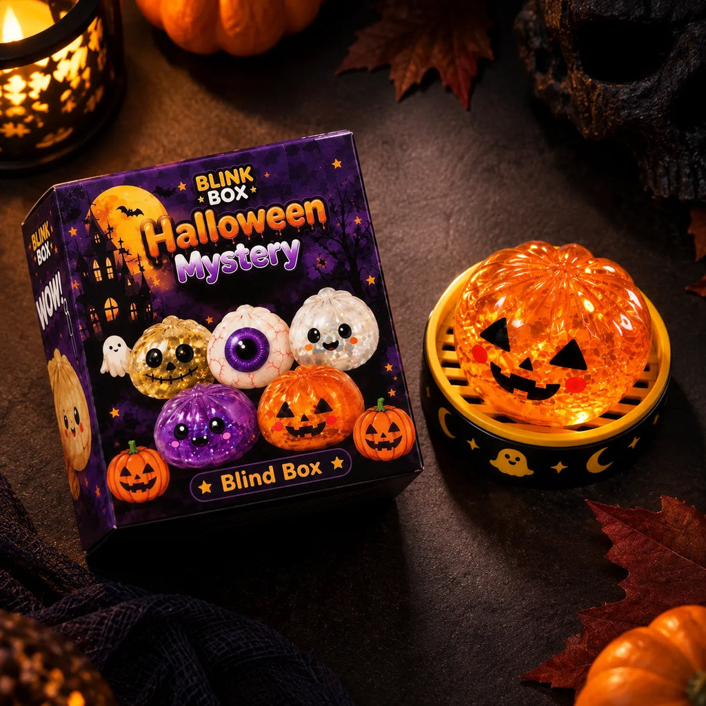 Glitter Glow Dumpling Squishy Blind Box with 5 Halloween Designs