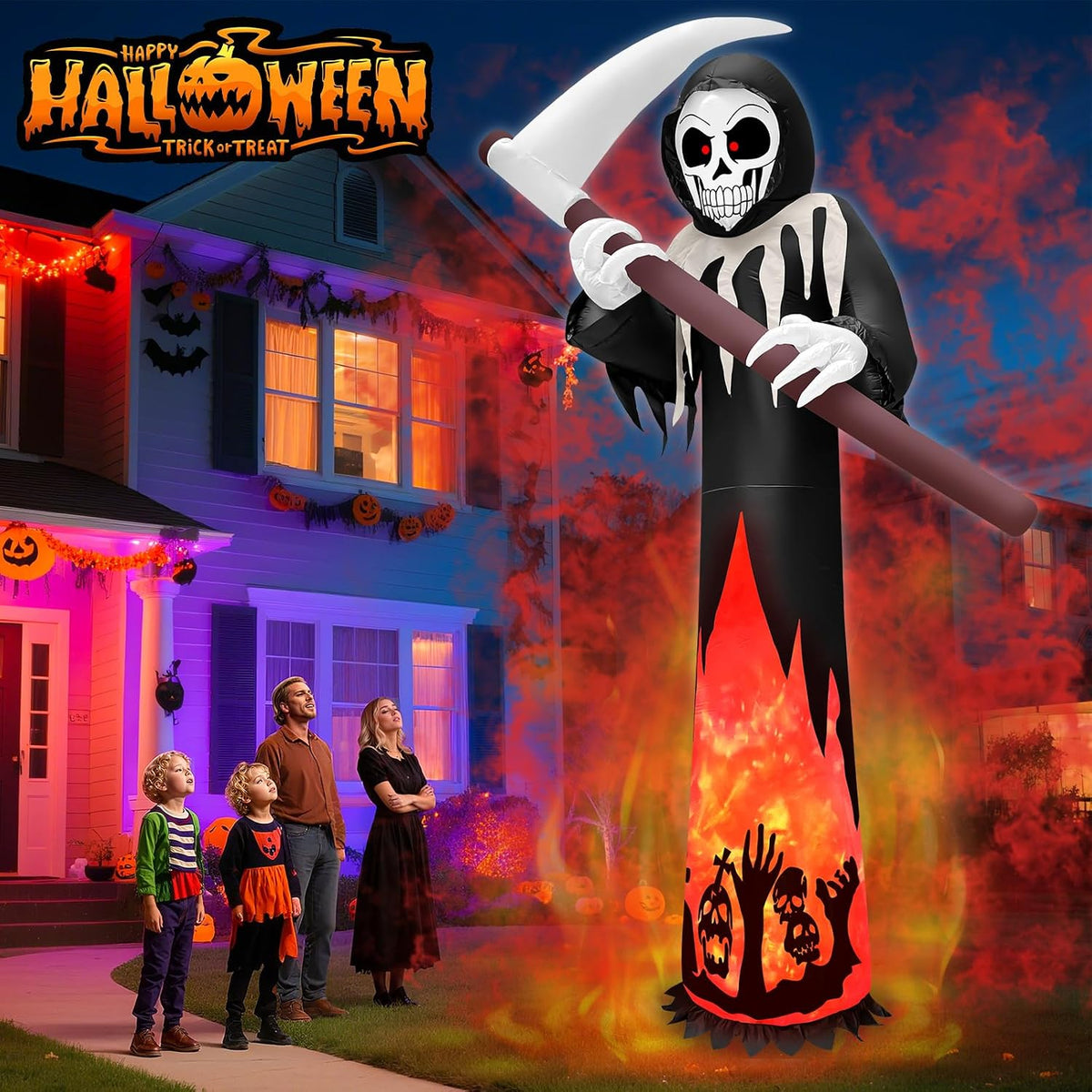 12FT Tall Halloween Inflatables Outdoor Decorations Grim Reaper Ghost