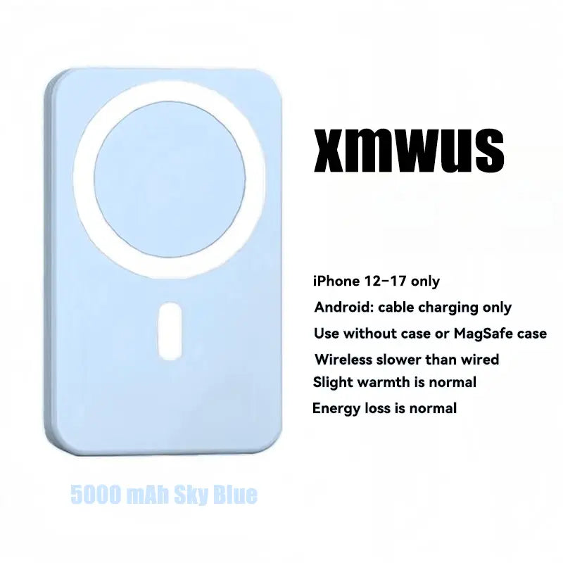 5000Mah Magnetic Power Bank, Wireless Portable Charger for Iphone 12-17 Series, Compatible with Magsafe Cases,Sohochic
