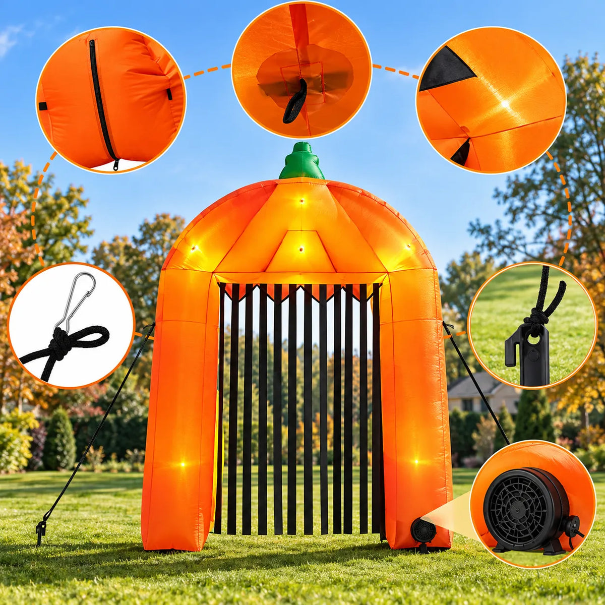 9.5FT Halloween Pumpkin Arch Inflatable with LED Lights