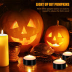 6 Pack Halloween Pumpkin LED Lights, Black,Warm Light