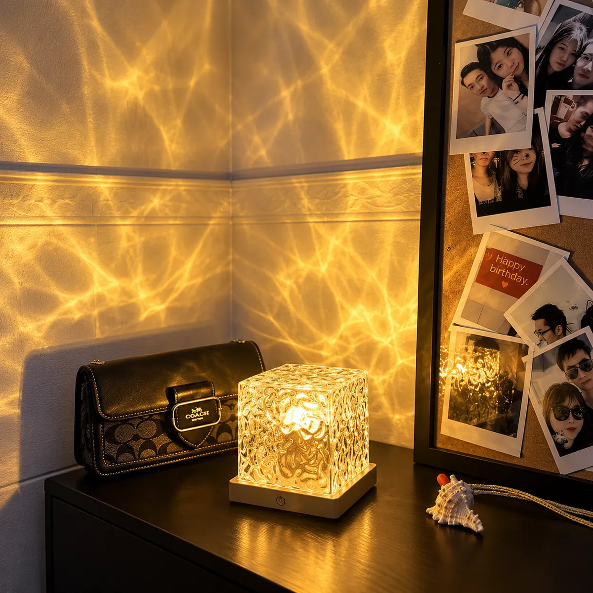 Dynamic Water Ripple LED Night Light with 16 Colors and Remote Control
