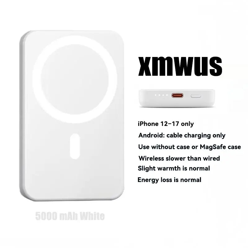 5000Mah Magnetic Power Bank, Wireless Portable Charger for Iphone 12-17 Series, Compatible with Magsafe Cases,Sohochic