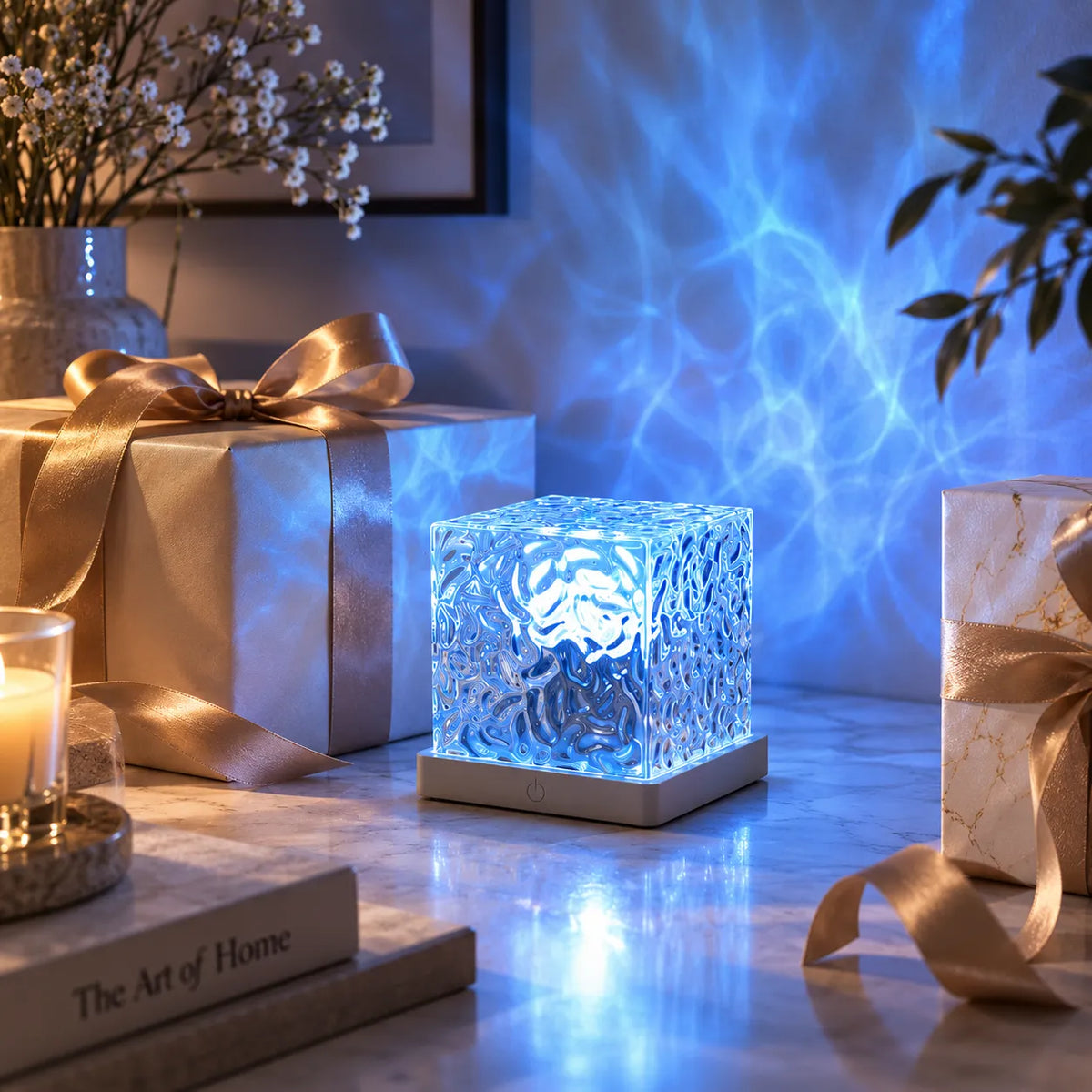 Dynamic Water Ripple LED Night Light with 16 Colors and Remote Control