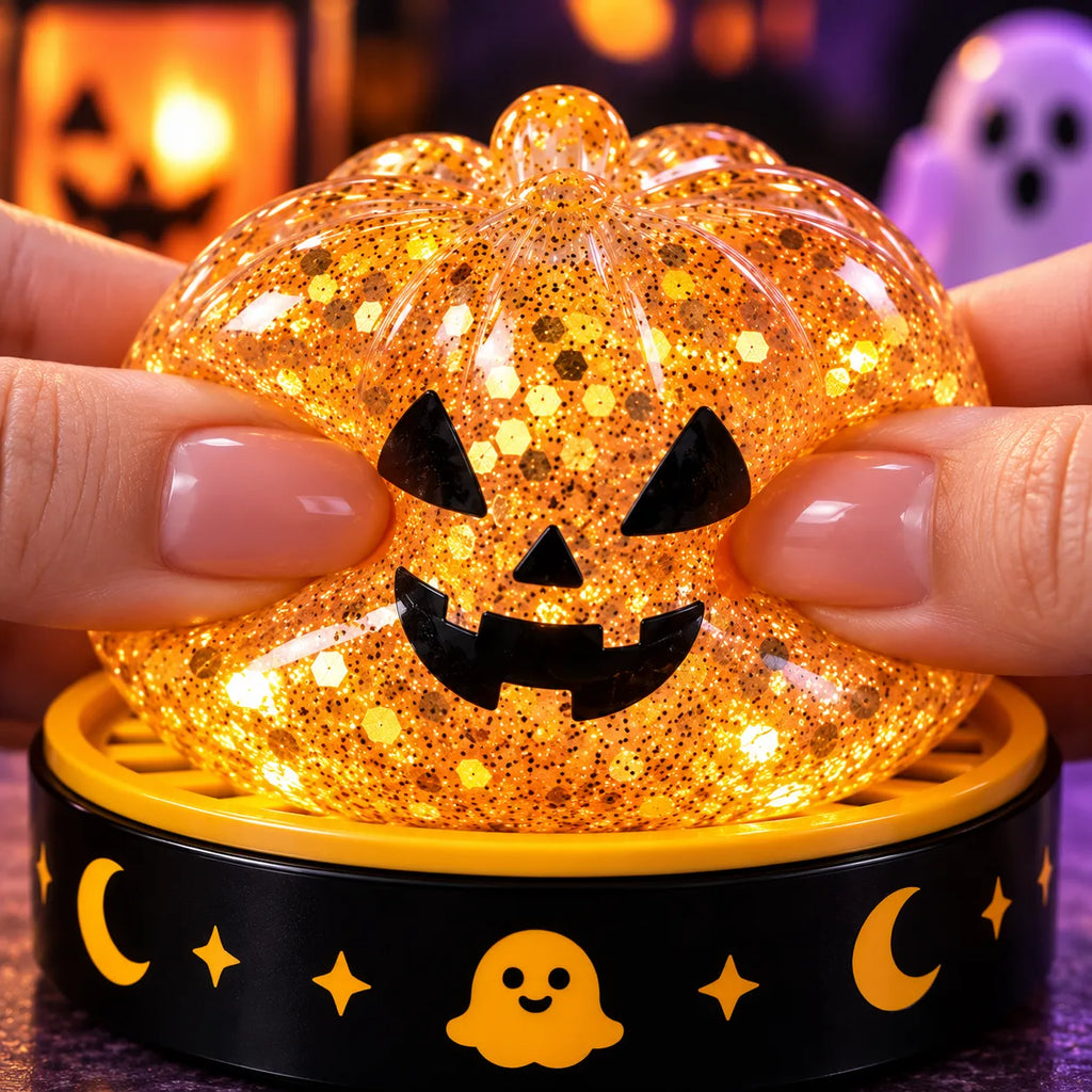 Glitter Glow Dumpling Squishy Blind Box with 5 Halloween Designs