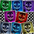 Creepy LED Halloween Mask - Voice-Activated Flashing Lights, 5 Modes, Glow-In-Dark Scary Mask for Parties & Haunted Events