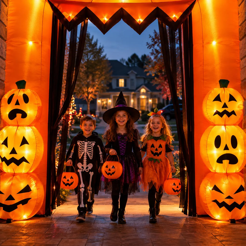 9.5FT Halloween Pumpkin Arch Inflatable with LED Lights