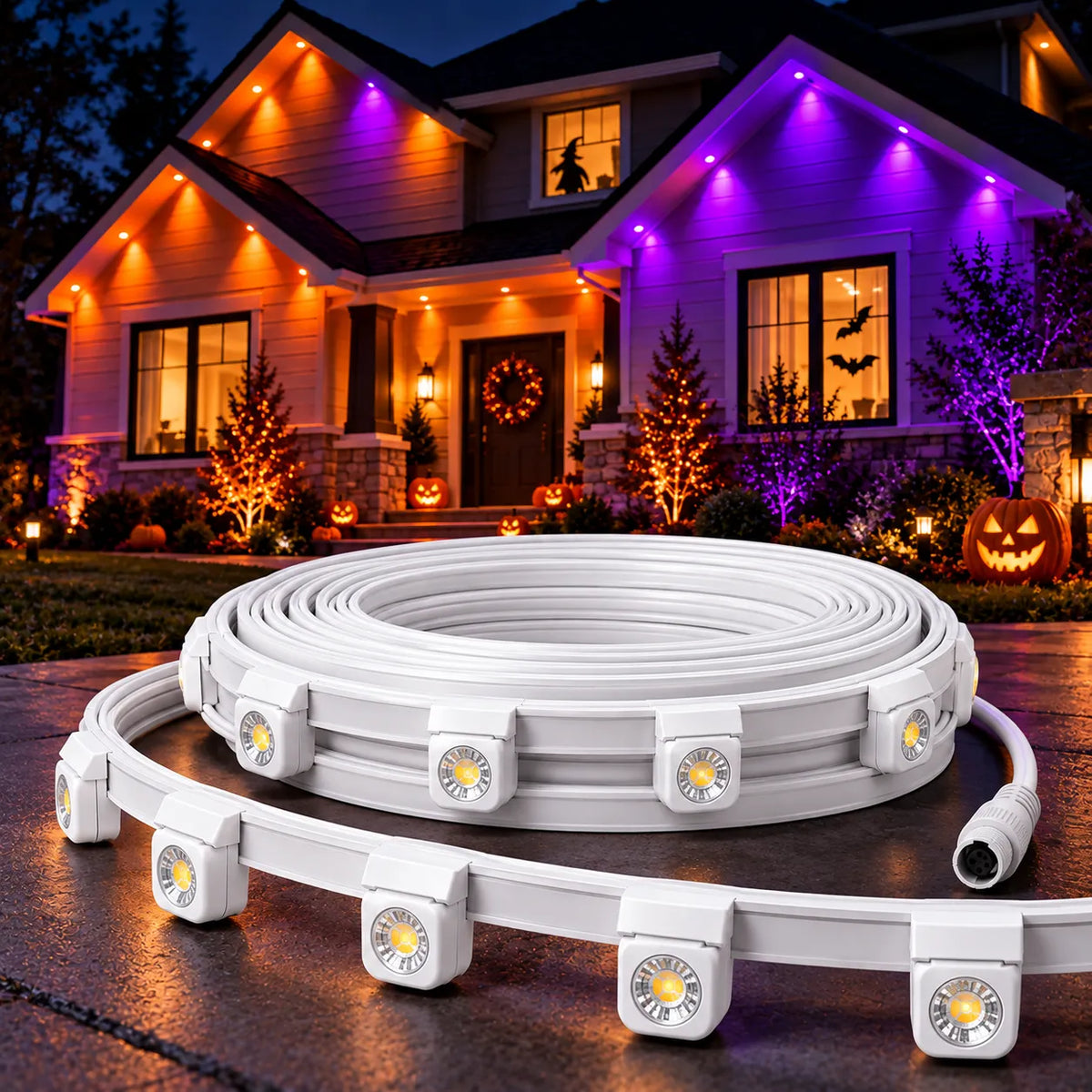 150FT Permanent Outdoor Lights Smart RGB Eave Lights with App and Voice Control