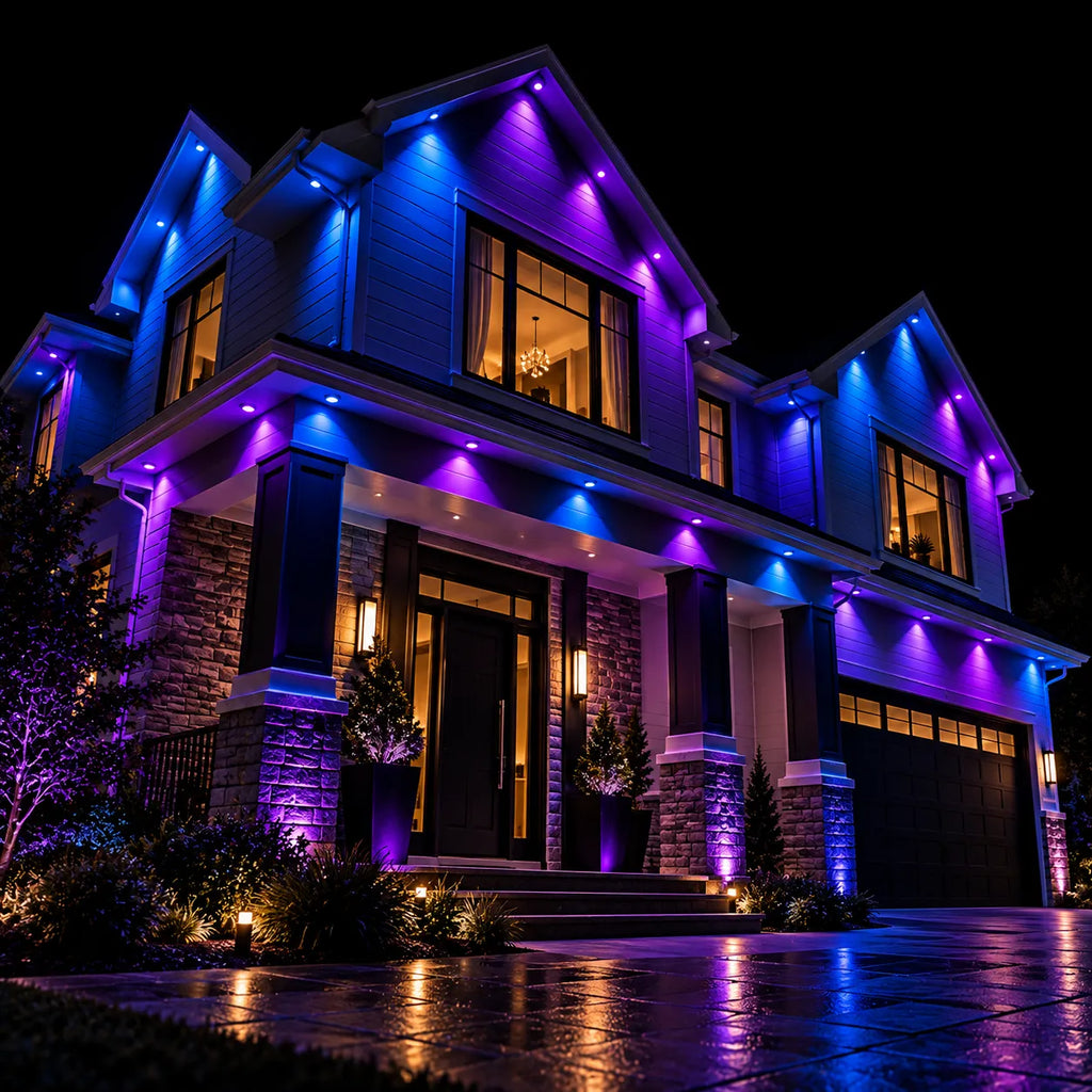 150FT Permanent Outdoor Lights Smart RGB Eave Lights with App and Voice Control