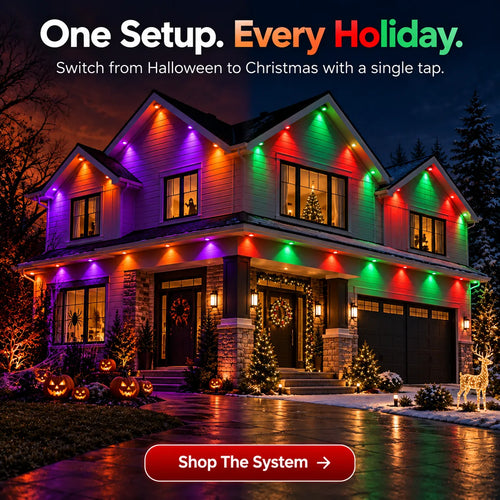 150FT Permanent Outdoor Lights Smart RGB Eave Lights with App and Voice Control