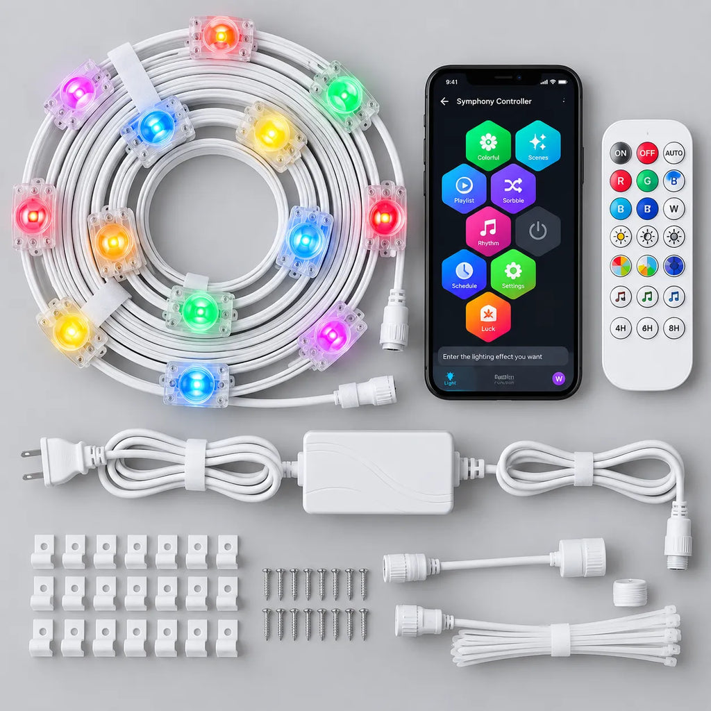 150FT Permanent Outdoor Lights Smart RGB Eave Lights with App and Voice Control
