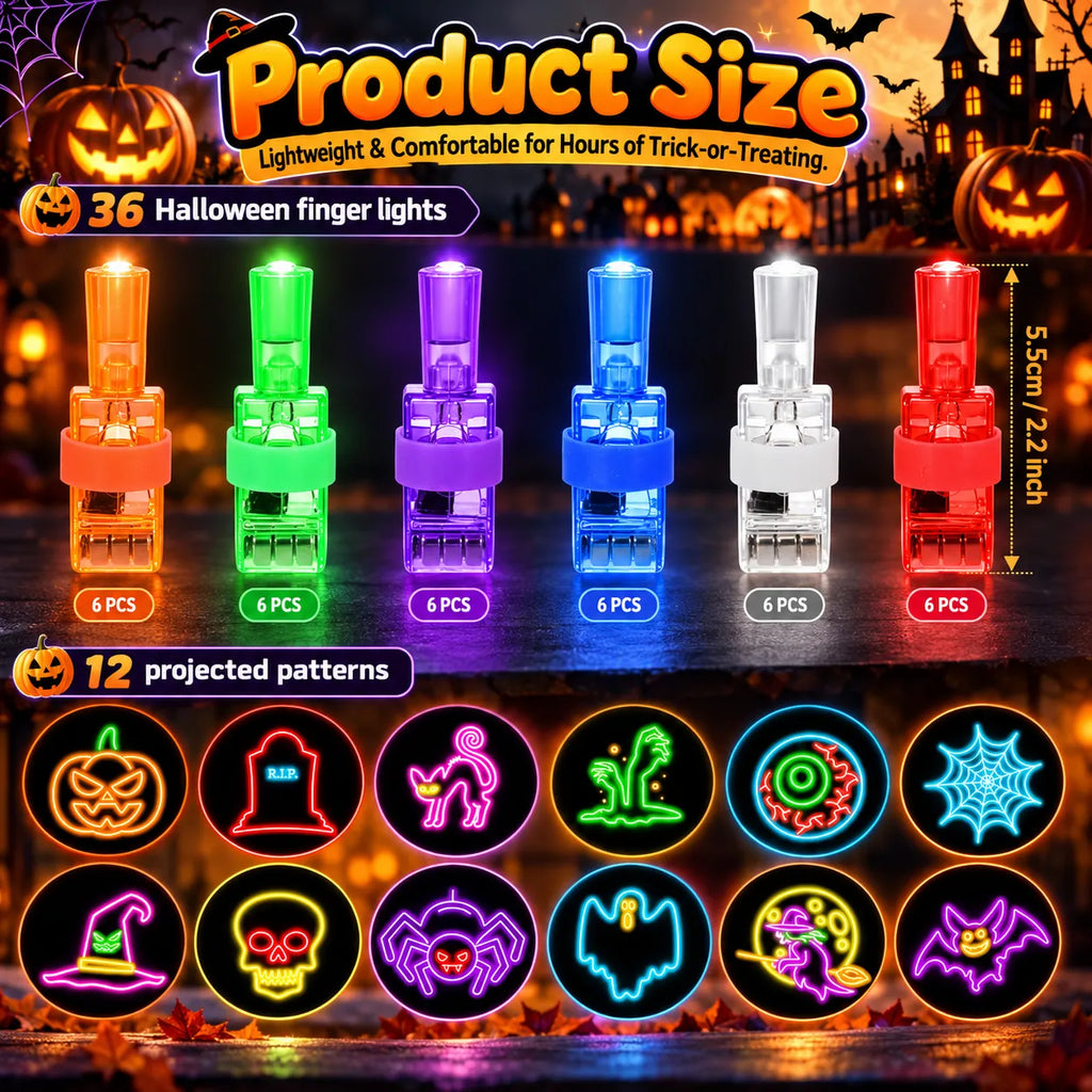 36 Pack Halloween LED Finger Lights for Kids
