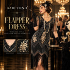 1920s Black & Gold Flapper Dress | Gatsby Party Dress