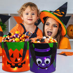 Halloween Trick or Treat Candy Bags LED Light up Pumpkin Bucket, Collapsible Reusable Candy Basket, Fabric Tote Gift Goody Bags for Kids Halloween Party (Green)