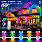 150FT Permanent Outdoor Lights Smart RGB Eave Lights with App and Voice Control
