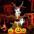 12 FT Halloween Inflatables Tree Outdoor Decorations Blow up Yard Scary Dead Tree with Pumpkin Ghost Tombstone with Built-In Leds for Garden Lawn Indoor Party Decor