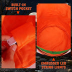 Halloween Trick or Treat Candy Bags LED Light up Pumpkin Bucket, Collapsible Reusable Candy Basket, Fabric Tote Gift Goody Bags for Kids Halloween Party (Green)