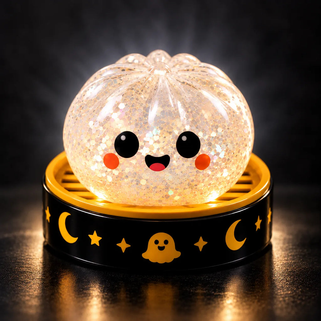 Glitter Glow Dumpling Squishy Blind Box with 5 Halloween Designs