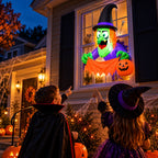 3.5FT Halloween Window Witch Inflatable with LED Lights